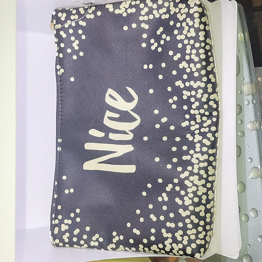 Makeup Bag Clutch Purse Naughty Nice Zippered